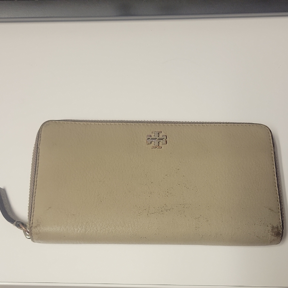 Tory Burch Taupe Zip-Around Wallet